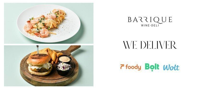 Το Barrique φέρνει την γευστική του εμπειρία μέχρι τον χώρο σας κάθε Μεσημέρι μέσω των υπηρεσιών της Foody, Wolt και της Bolt
