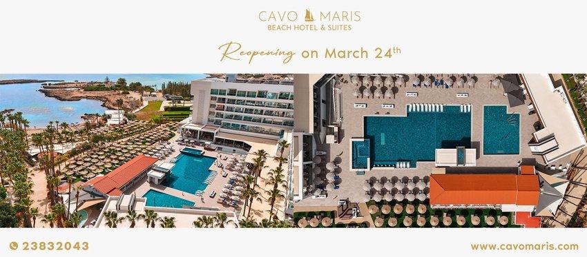 Το Cavo Maris Beach Hotel επαναλειτουργεί φιλοξενώντας τις ανέμελες εξορμήσεις και διακοπές σας στην πανέμορφη περιοχή του Πρωταρά