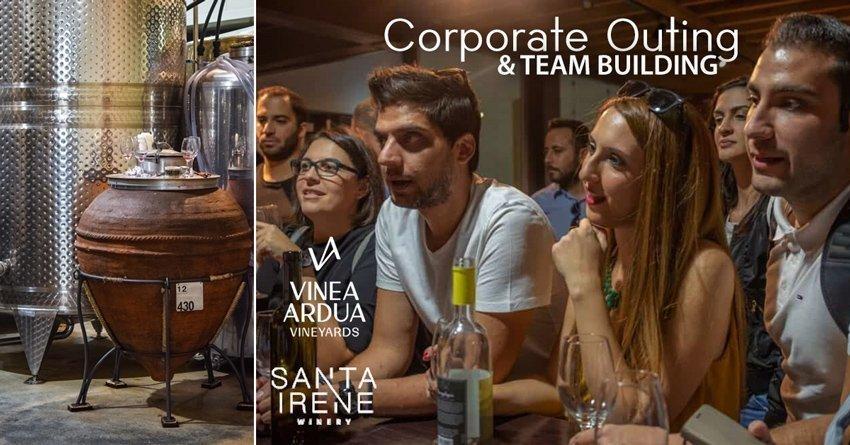 Μια συναρπαστική πρόταση για εταιρικές εκδρομές με γευσιγνωσία κρασιών και ξενάγηση στο οινοποιείο του Santa Irene για ενδυνάμωση των σχέσεων του προσωπικού