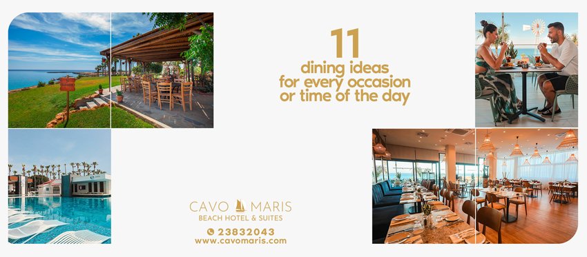 Το Cavo Maris Beach Hotel έχει μια γευστική πρόταση για κάθε προτίμηση, περίσταση και ώρα της ημέρας