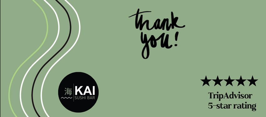 Το Kai Sushi Bar με την άφιξή του βρέθηκε ανάμεσα στα αγαπημένα των χρηστών του Trip Advisor με βαθμολογία 5 αστέρων