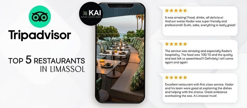 Το Kai Sushi Bar με την άφιξή του το 1ο σε βαθμολογία κορυφαίο εστιατόριο της Λεμεσού, σύμφωνα με το Tripadvisor