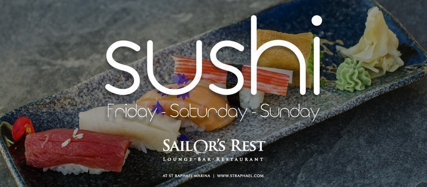 Ιαπωνικές Γεύσεις και Sushi επιλογές συμπληρώνουν το μενού του Sailors Rest Lounge Bar Restaurant κάθε Παρασκευή, Σάββατο και Κυριακή